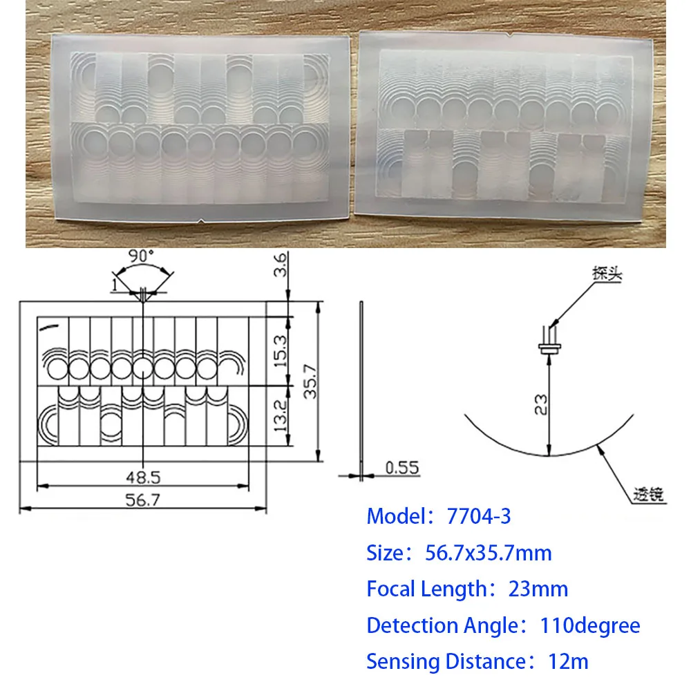 1Pcs Optical Plastic PIR Human Infrared Induction Fresnel Lens Focal Length Far Sensing Distance