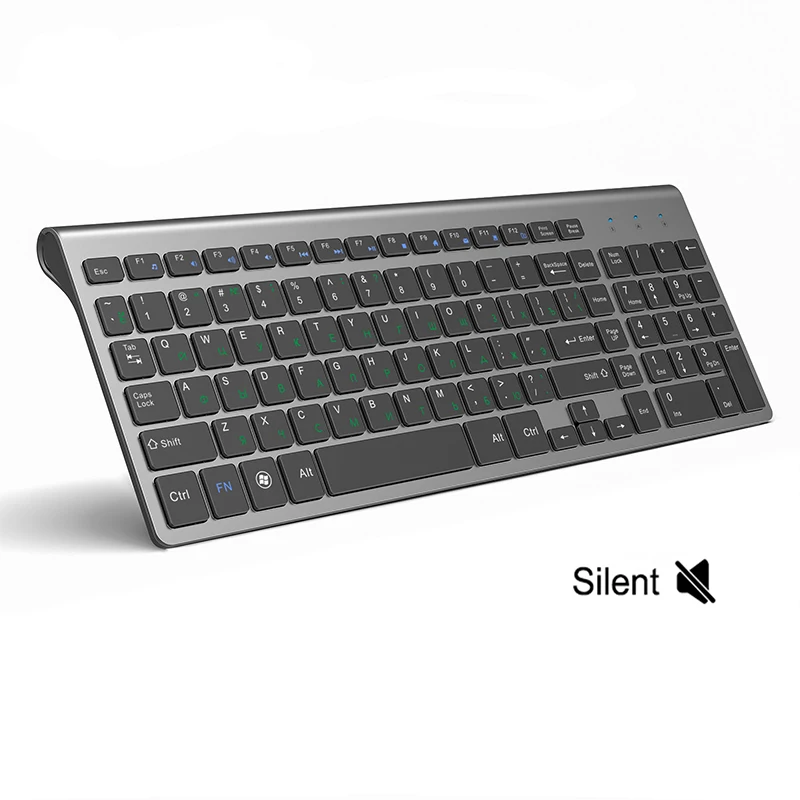 Ru/es/layout, teclado sem fio, tamanho completo portátil, conexão estável usb, adequado para computadores portáteis, desktops, cinza do computador portátil