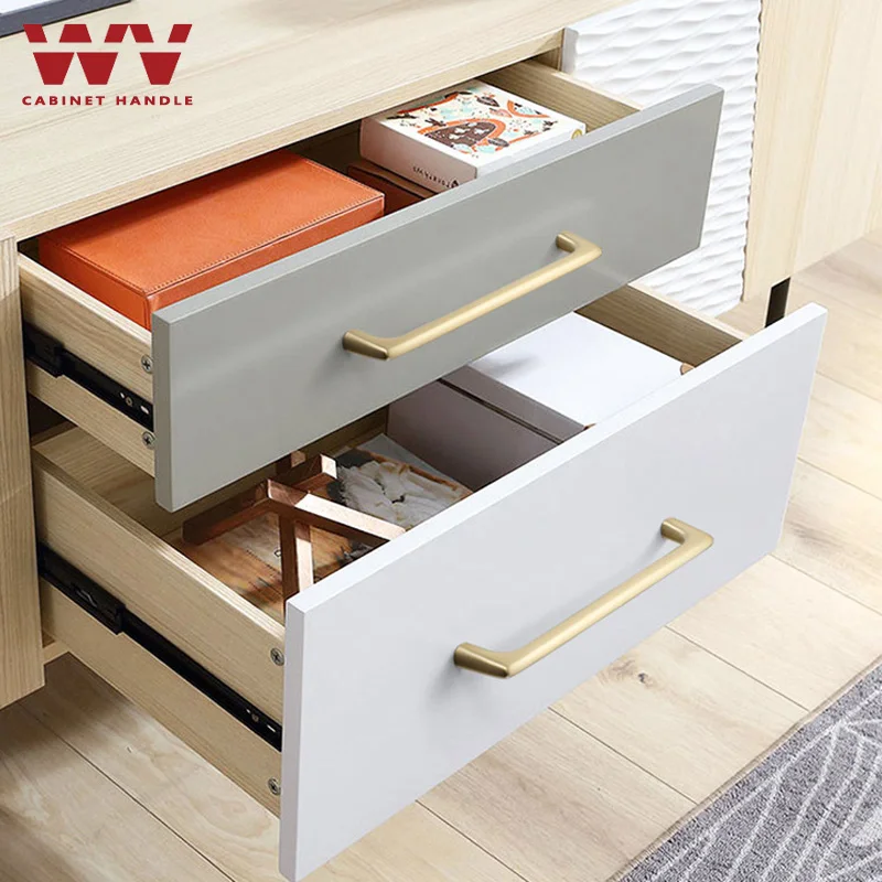 WV Cupboard Handles Kitchen Cabinet Storage Brass Gold Cabinet Door Handles Drawer Knobs Pulls Kitchen Furniture Handle Hardware