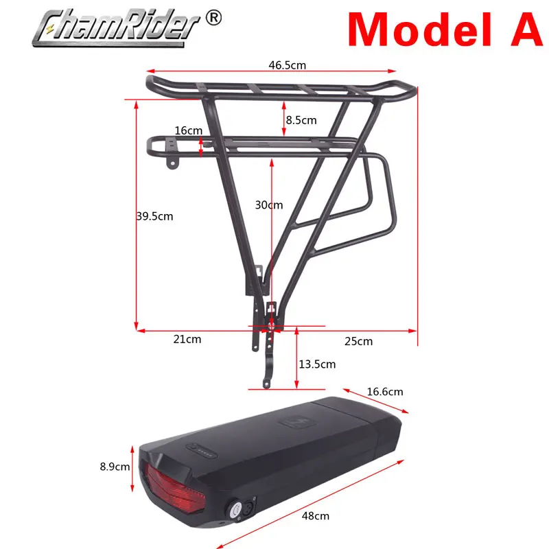 Rear Rack Battery 48V 52V Chamrider Ebike Battery 36V 21700 Cells 40A BMS Electric bicycle Battery Powerful Capacity BBS02 BBSHD