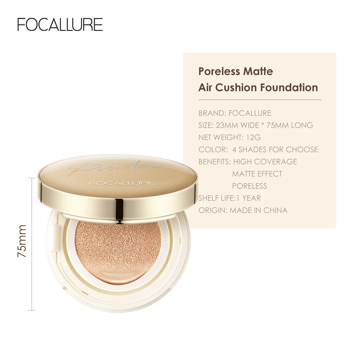 FOCALLURE BB Air Cushion Matte Foundation Cream Oil control Concealer Whitening Moisturizing Makeup Cosmetic Brighten Face Base