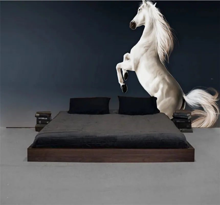 Custom 3D / 5D / 8D bumpy wallpaper mural Nordic minimalist Pentium white horse background wall waterproof wall covering