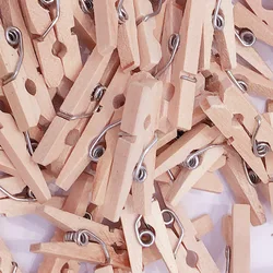 Hot Sale 50PCS/pack Hot Sale Mini Natural Wooden Clothes Photo Paper Peg Pin Clothespin Craft Clips School Office Stationery