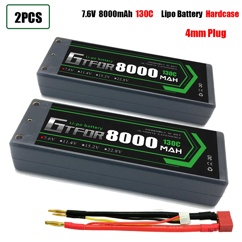 GTFDR 1/8 1/10 로드 RC 자동차용 Lipo 배터리, 2S, 7.4V, 7.6V, HV, 8400mAh, 7000mAh, 6200mA, 5200mAh, 140C, 280C, 100C, 200C, 60C, 120C, 4mm