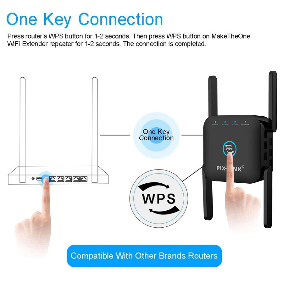 5G /2.4G WiFi ripetitore Router amplificatore estensore a lungo raggio 1200M/300Mbps Wireless Booster Home wi-fi Signal AP WPS Eesy Setup