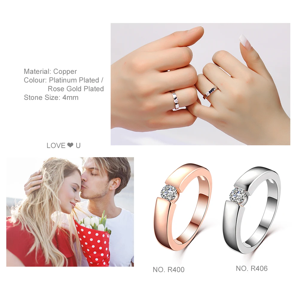 Engagement/Wedding Finger Rings For Women Austrian Cubic Zirconia Rose Gold Color Fashion Brand Jewelry For Women R239