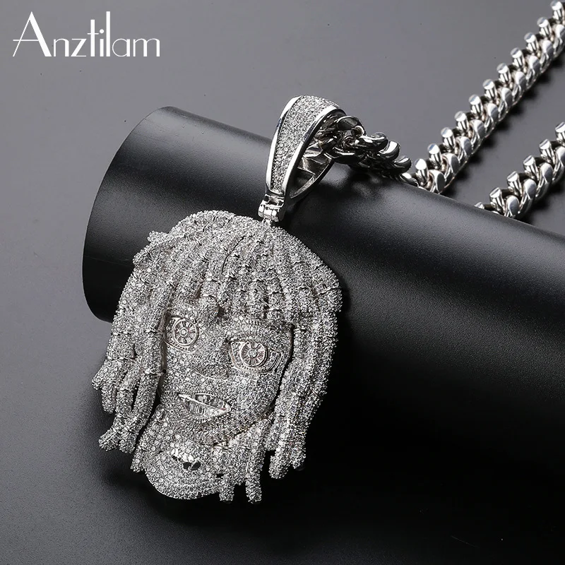 

AZ US Famous HIP HOP Rapper Trendy Chain Pendant & Necklace with Iced Out Bling AAA Zircon Stone Men’s Oversized Pendant Jewelry