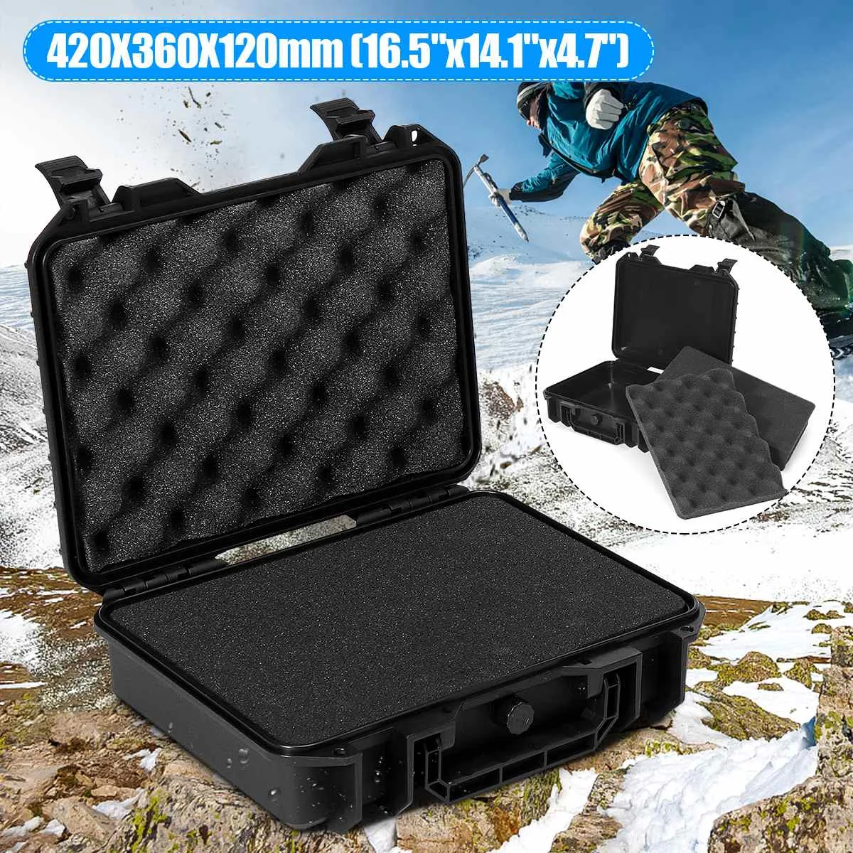 JETEVEVEN ToolBox Plastic Safety Equipment Case Waterproof Hard Carry Tool Case Bag Storage Box Camera Photography with Sponge