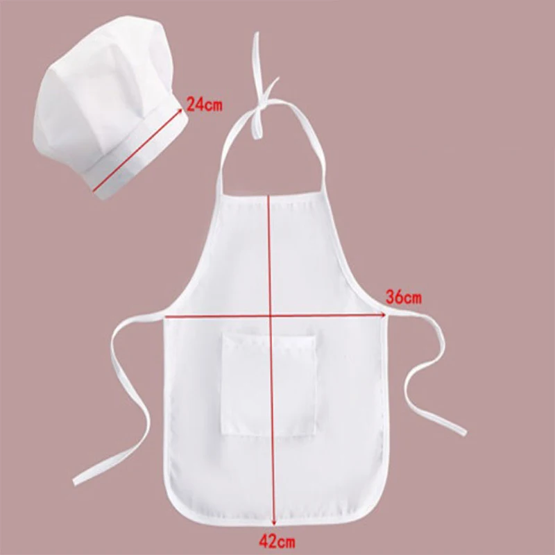 New Cute Chef Apron&Hat For Kids Costumes Cotton Blended Chef Baby White Cook Costume Photos Photography Prop Newborn Hat Apron