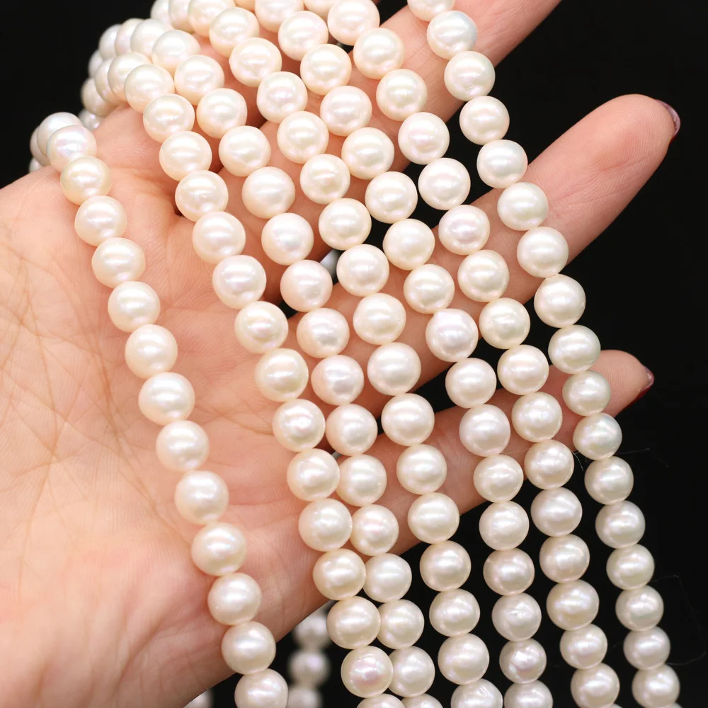 

Natural Freshwater Pearl Beads Round Shape isolation Loose Beads For jewelry making DIY necklace bracelet accessories 7-8mm