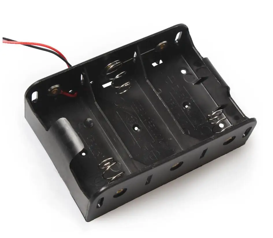 Plastic 3 x 1.5V D Size Battery Cover Container 3 Slots 4.5V D Size Batteries Holder Storage Box Case Shell with Wire Leads