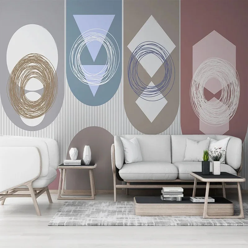 Custom Any Size Mural Wallpaper Modern Minimalist 3D Abstract Geometric Lines Wall Painting Living Room Bedroom Papel De Parede