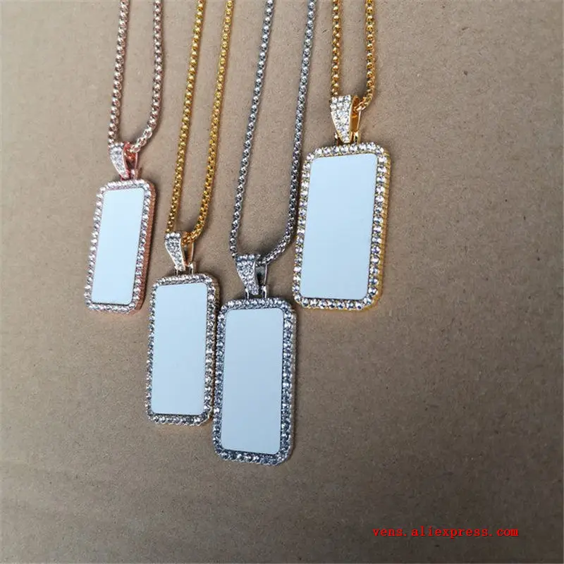 sublimation blank rectangle photo necklaces pendants Valentines Day gift hot tranfer printing consumable  10pcs/lot