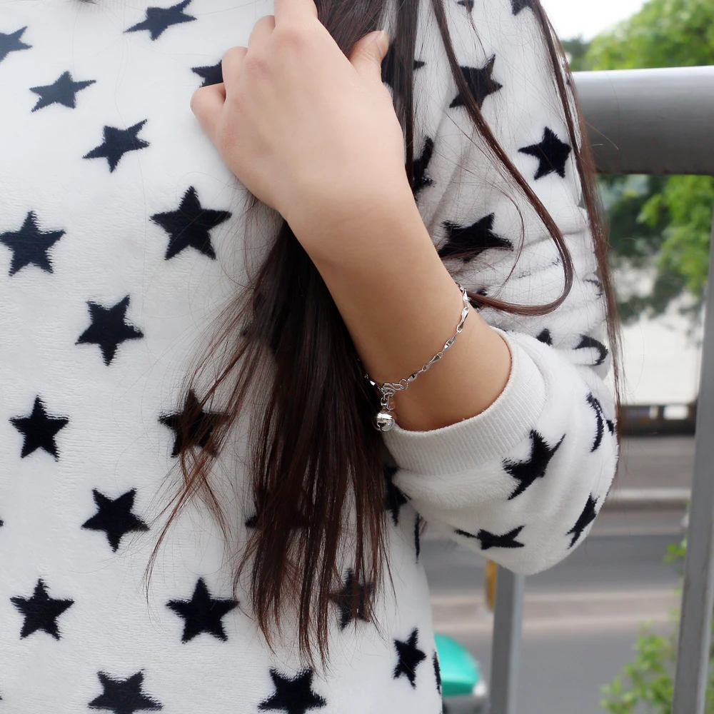 

Vintage 925 Sterling Silver Flower Bangle Bracelet Simple Solid Silver Chain Promise Jewelry Gift for Lovers Women & Men