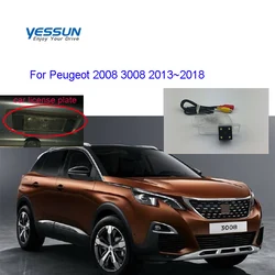 Rear camera For Peugeot 2008 3008 2013~2018 HD Night Vision Reverse backup license plate lamp camera For peugeot accessories cam