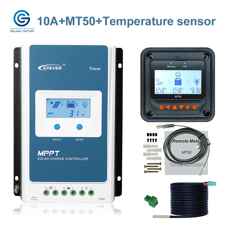 

EPever MPPT Solar Controller Tracer1210AN 10A 12V24V Solar Regulator with Temperature sensor and WIFI Bluetooth Module