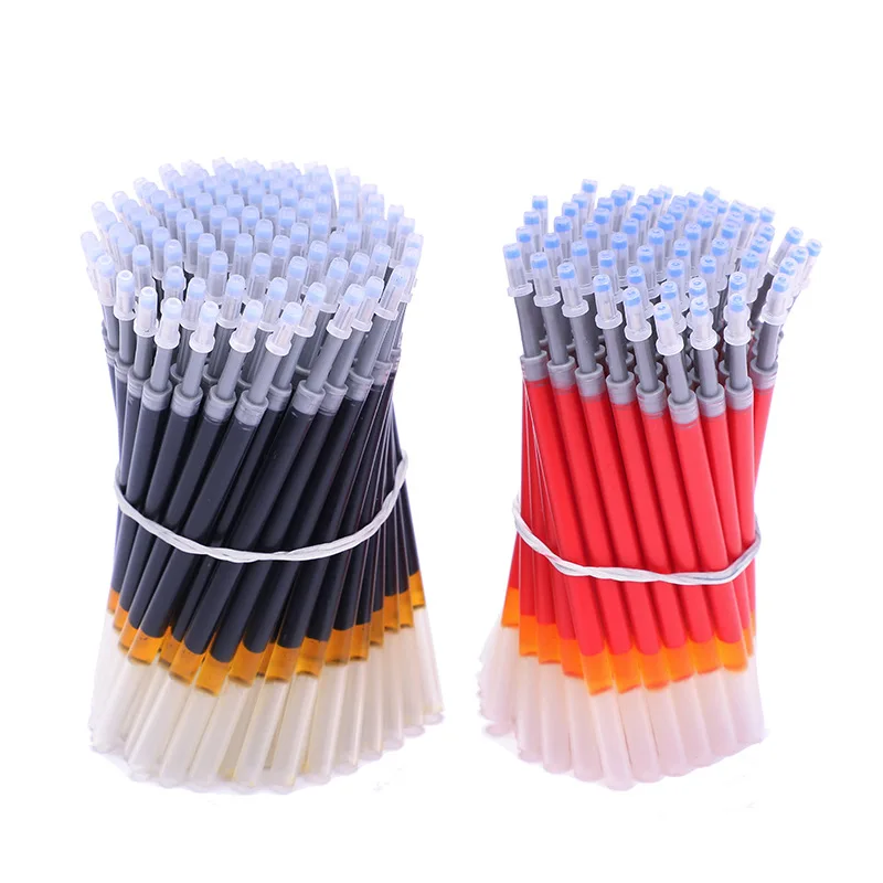 50Pcs/lot Retractable Gel Pen Refill Press Pen Replacement Ink 0.5mm Blue Black Red Bullet Office School Supplies Stationery k35