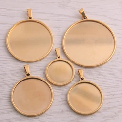 Stainless Steel 20-40mm Blank Cabochon Cameo Base Tray for Necklace Pendant Bracelet Jewelry Making DIY Findings
