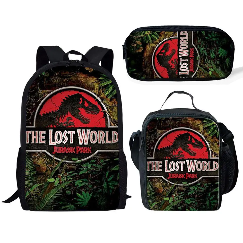 

School Backpack Fashion 3 Pcs/Set Teenage Boys Girls Student Book Bags Cute Dinosaur 3D Print Bookbag Kids Schoolbag Mochila