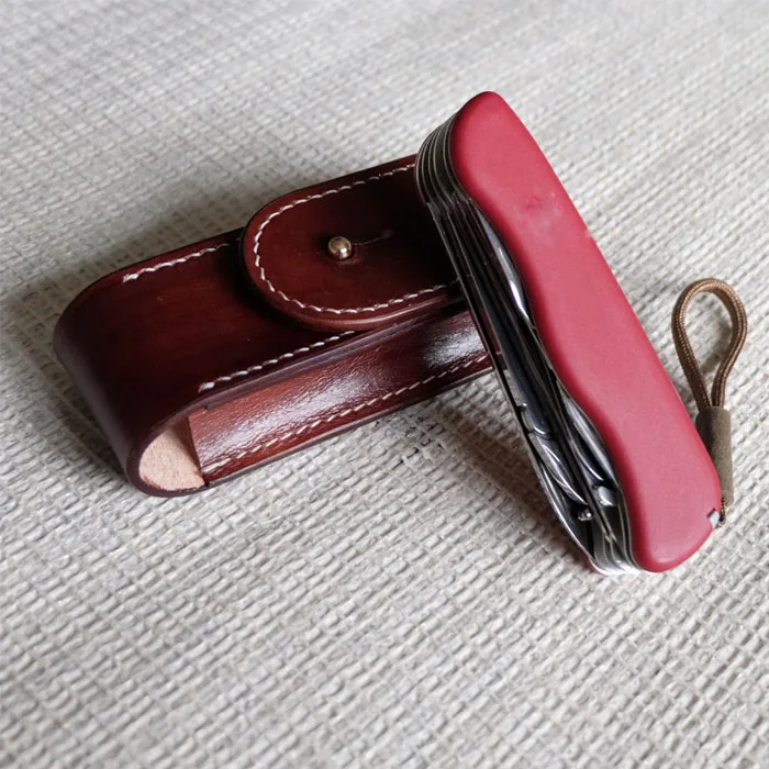 Imagem -02 - Vegetal Bronzeado Couro Estojo Protetor Handmade Belt Pouch Apto para Victorinox Workchamp Canivete Suíço Mod 111 mm