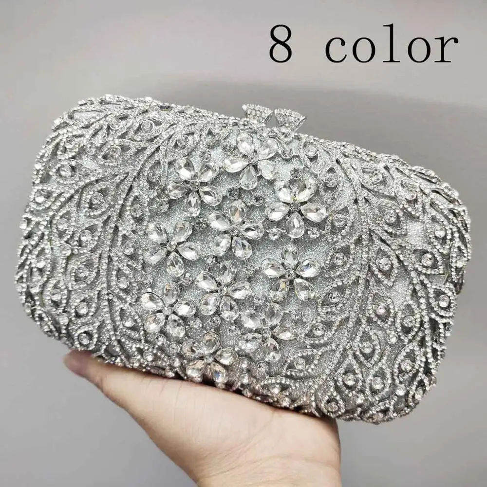 

KHNMEET Purple Silver Crystal Bags Luxury Diamond Clutch Evening Bags Metal Box Purse Wedding Bridal Handbags Customized SM11