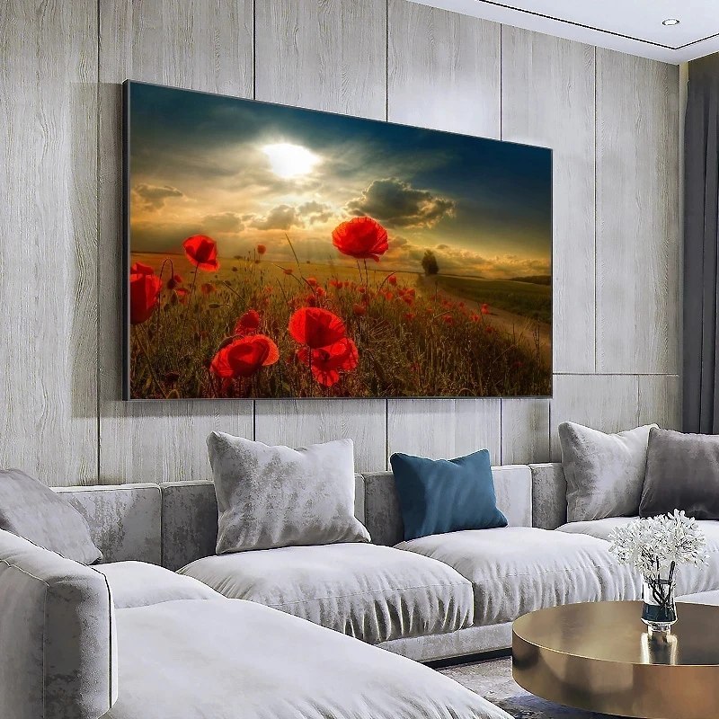 

Red Poppies Canvas Paintings Sunset Canvas Posters and Prints Flowers Wall Art Pictures for Living Room Decoration