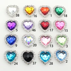 10pcs22 * 23mm Metal Flat Bottom Shiny Rhinestone Buckle Heart Wedding Decoration DIY Hairpin Scrapbook Handicraft