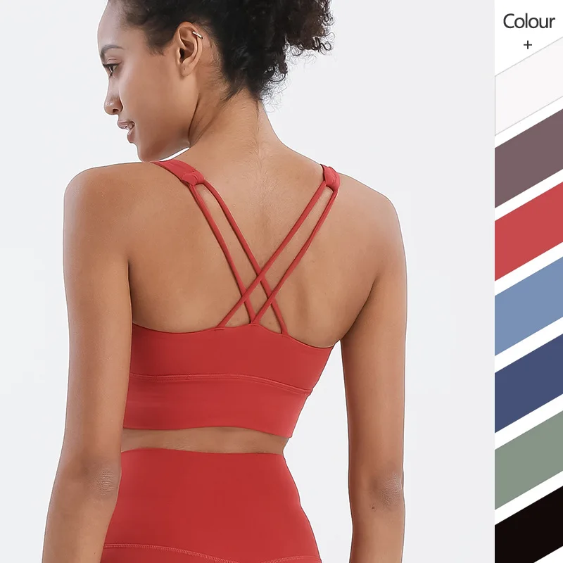 SOISOU sujetador de Yoga de nailon para mujer, Top de tubo, Top deportivo transpirable, Bralette Sexy, Top de realce sólido, 7 colores