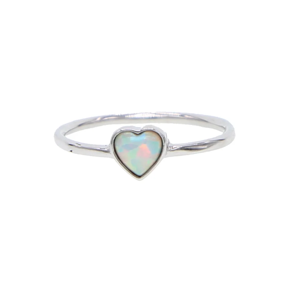 100% 925 sterling silver single stone heart opal stone paved finger rings delicte dainty girl women valentines gift jewelry