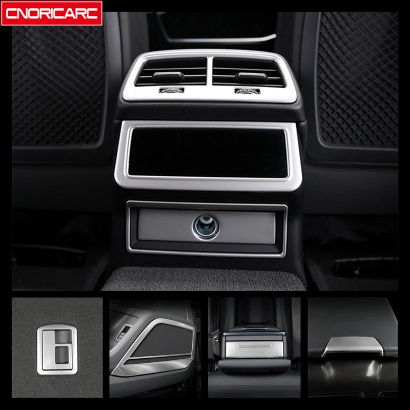 Silver Rear Air Vents Cover Trim Car Styling For Audi A6 C8 2019 Stainless Steel Water Cup Holder Panel Decoration Decals
