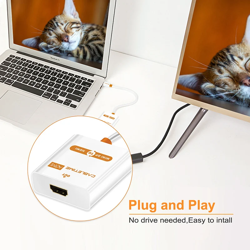 CABLETIME Thunderbolt Mini DP zu HDMI Aktiv-Adapter M/F Mini DisplayPort zu HDMI-Kabel für MacBook Pro Air iMac Projektor C065 – Detail 9