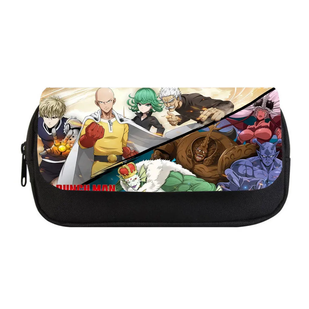 Anime ONE PUNCH-MAN Pencil bag Women Makeup Bag Child boys girls Pencil Case Student Double Zipper pencil Bag Handbag Purse