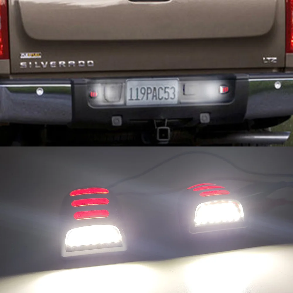 1Set Red White For Chevrolet Silverado Avalanche Traverse Tahoe Suburban LED Car Number License Plate Light Lamp Assembly Auto