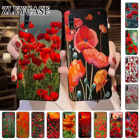 Red Poppies flowers Phone cover For Samsung Galaxy A32 A50 A13 A14 A22 A23 A20E A30S A40 A51 A70 A71 A21S A12 A52 A53 5G Cases