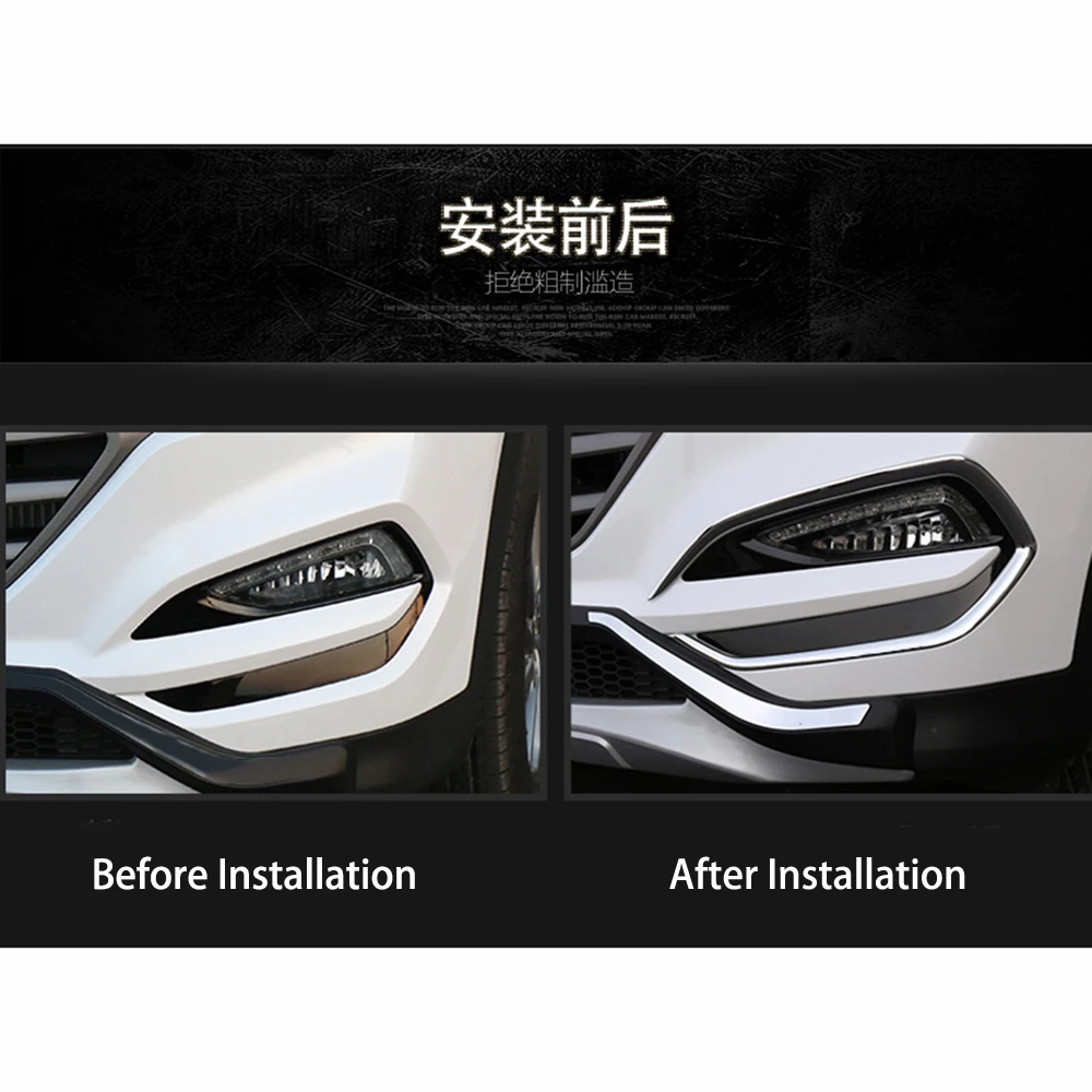 For Hyundai Tucson 2015-2018 ABS Chrome Front Rear Fog light Lamp Cover Trim Foglight Lamp Shade Frame Foglight Bezel Decoration