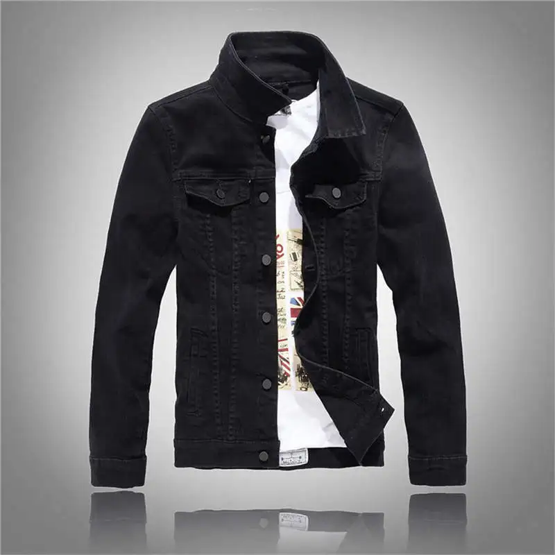 Denim Jackets Men Solid Color Jeans Jacket Slim Fit Denim Coat Fashion Military Jacket Yellow Black Green White Top for Men