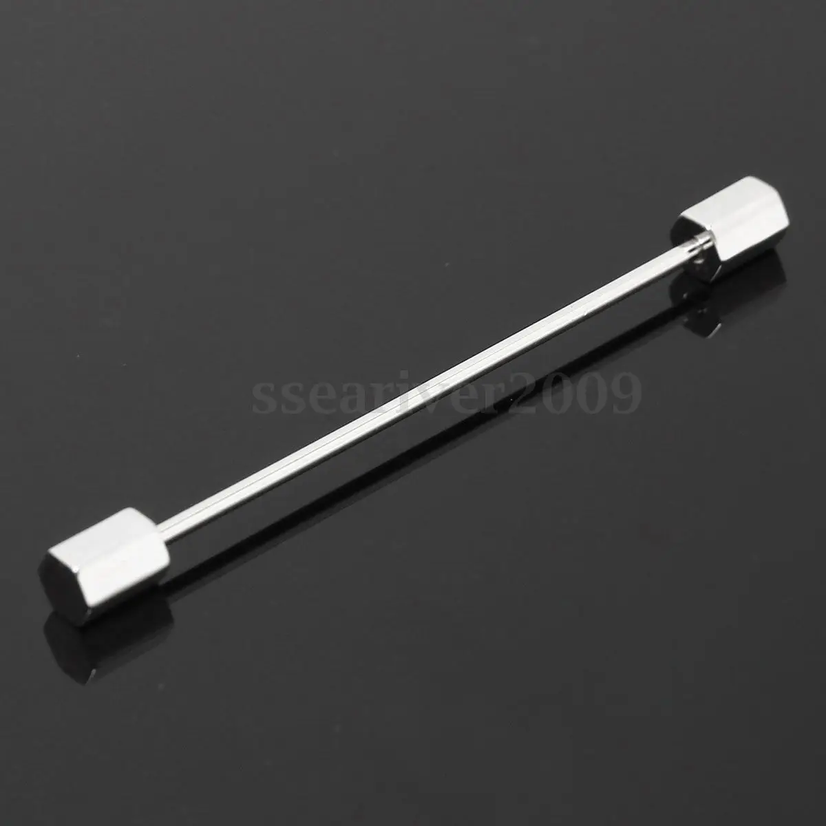 Mens Collar Bar Pin Gold Tone Alloy Barbell Screw On End Men Businesss Suit Accessory