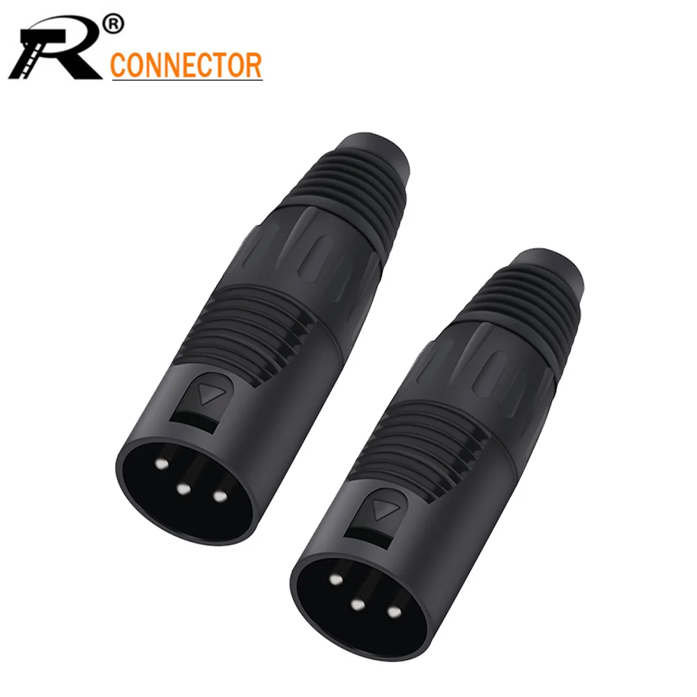 3Pcs XLR 3PIN Male Plug Socket XLR Connector 3pole Audio Terminal Panel Mount Chassis  XLR Wire Microphone Connector