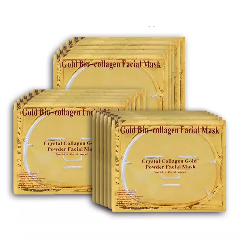 10PCS Gold Bio-Collagen Facial Mask Anti Wrinkle Crystal Powder Mask Anti Aging Oil-Control Beauty Skincare Pack Wholesale