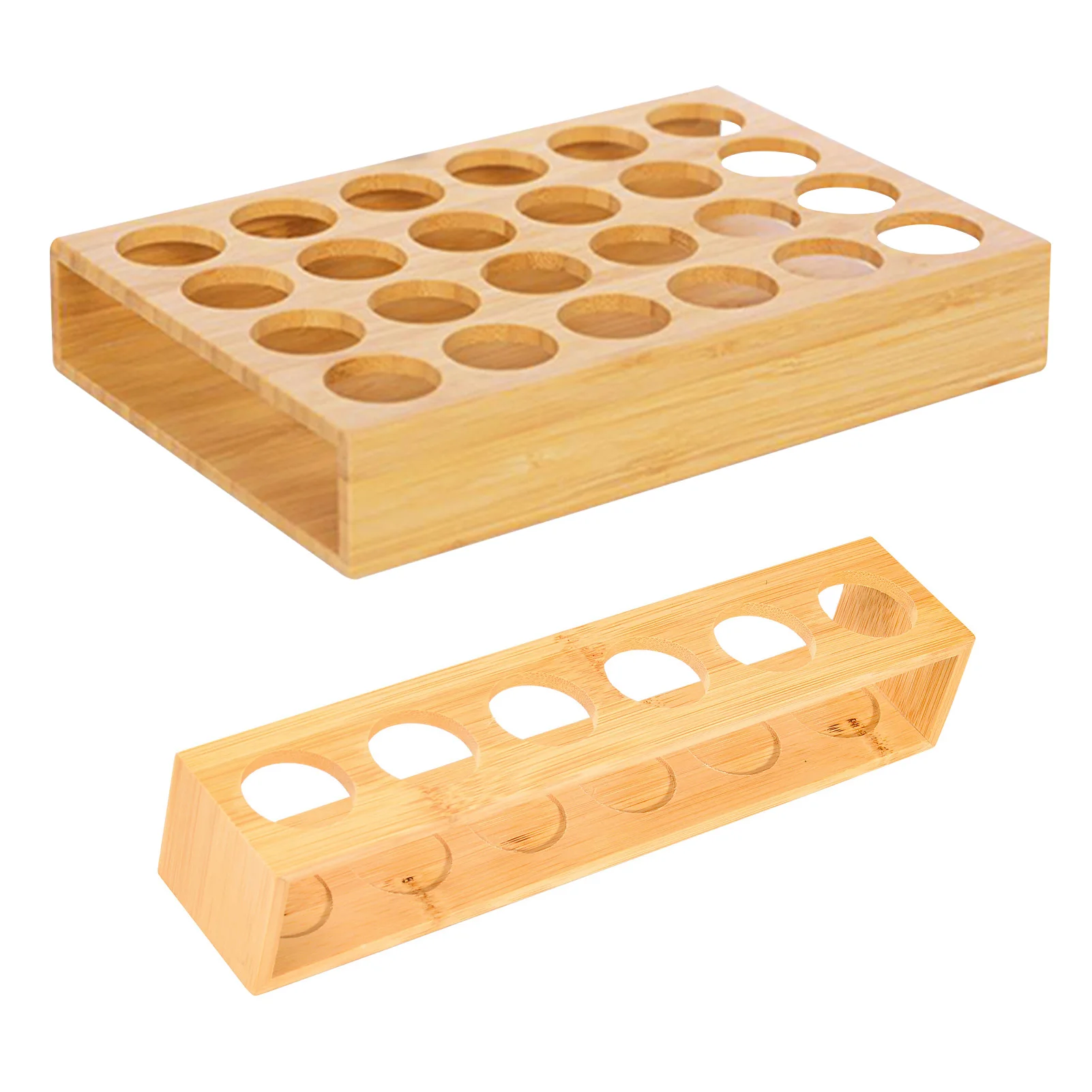 Bamboo Essential Oil Storage Rack Organizer Display Suitable For Duoteri Oil Bottle 15m, Multi Hole Position 6/24 Grids Optional