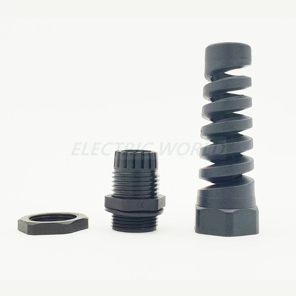 Nylon Cable glands PG16 M22 waterproof cable connectors thread gland rubber wiring conduit IP68 Anti-bending plastic cable sleev