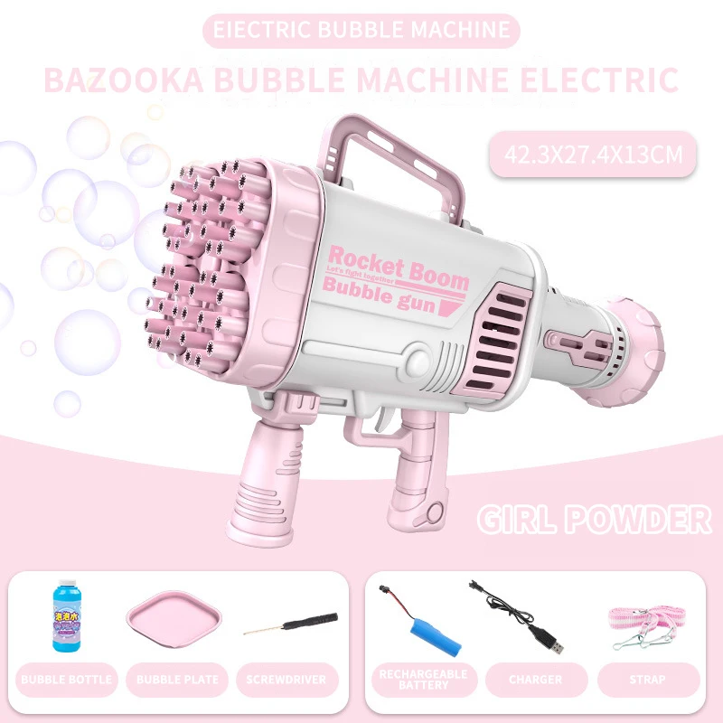 Hot Sales Electric Bubble Gun Gatlin Bubble Gun Machine Soap Bubbles Magic Bubble for Bathroom Outdoor Toys For Children