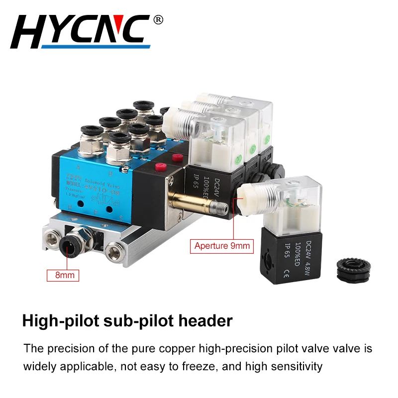 4V210-08 Pneumatic Solenoid Valve 5-Way 2-Position Reversing Valve Air Valve DC24V 220V With Silencer Accessories Base