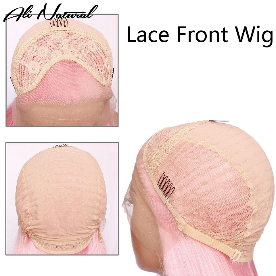 Pink Color Lace Front Wigs Long Straight Synthetic Pre Plucked Glueless Swiss Lace Frontal Wigs