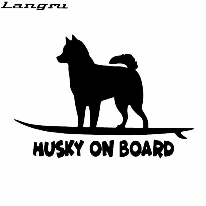 Langru 15.7X10.8CM Funny Decal Vinyl Husky On Board Dog Car Sticker For Car Window Decor Accessories Jdm