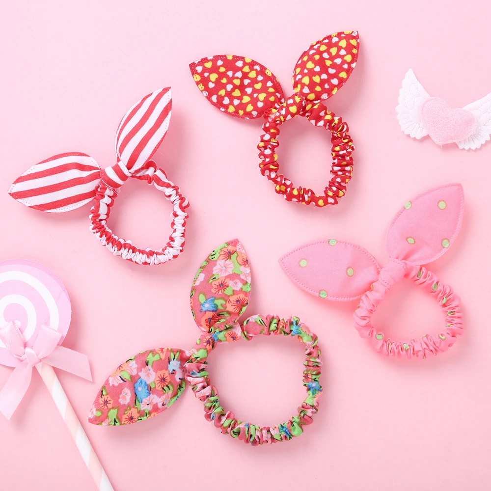10 sztuk Królicze uszy Kokardki Elastyczne opaski do włosów dla dzieci Dziewczynki Gumowa opaska na głowę Zestaw Scrunchies Dzieci Śliczne akcesoria do włosów 2020