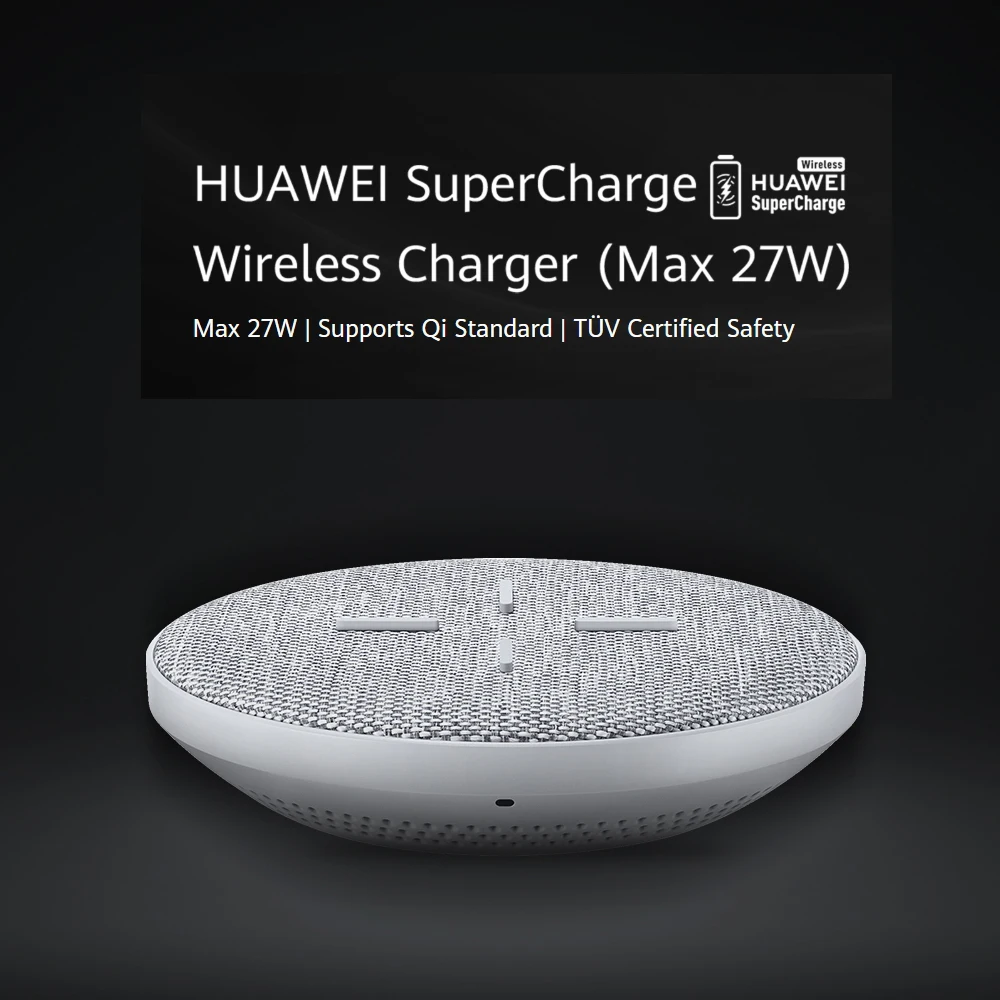 شاحن لاسلكي من هواوي بحد أقصى 27 وات شاحن لاسلكي متوافق مع معيار Qi شاحن لاسلكي طراز CP61 لهاتف آيفون 11 وسامسونج S10 S20 هواوي P30 برو ميت 30 برو
