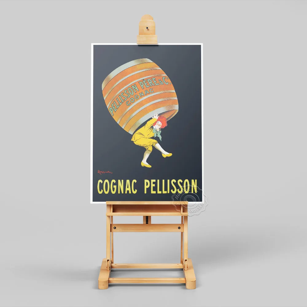 Vintage European Advertising Poster, Women Carry Casks Wine Canvas Painting, Colored Cognac Pellisson Cappiello Home Wall Decor