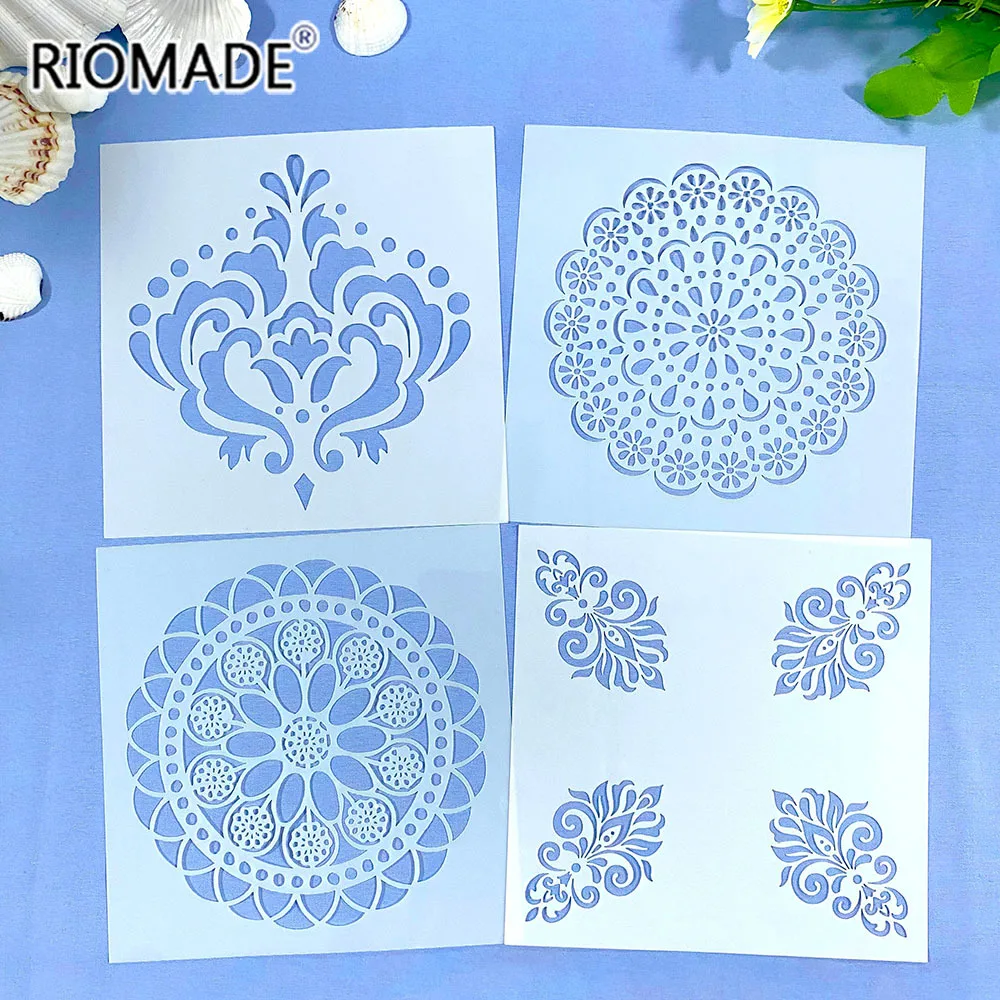 Biscuit Stencil Template Geometric Floral Pattern Cookies Stencil Cake Decorating Tool Fondant DIY Coffee Drawing Mold Hand Copy