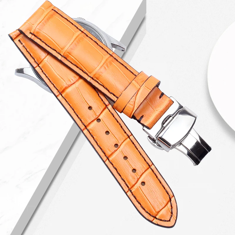 quality genuine leather watch strap 18mm 20mm 22mm 23mm orange leater band of watch or Mido M005 CITIZEN strap  men